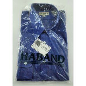 NEW Vintage HABAND Blue Long Sleeve Button Up Size 16.5 34 -‎ 35 Made in Korea